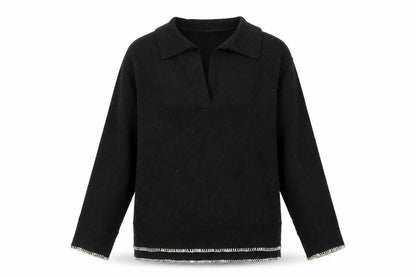 River Island Women’s Black Collared Henley Jumper XS Wool Blend