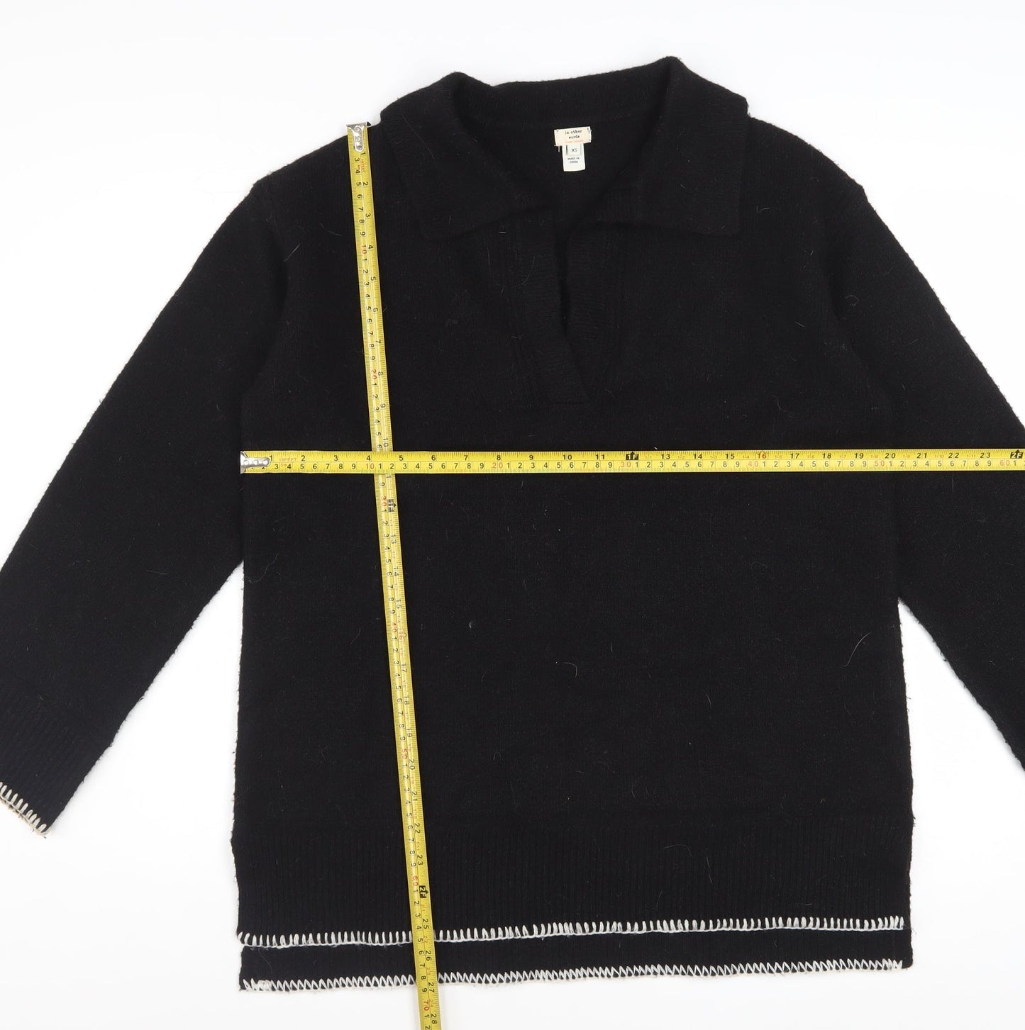 River Island Women’s Black Collared Henley Jumper XS Wool Blend