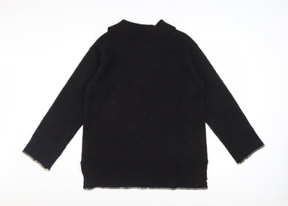 River Island Women’s Black Collared Henley Jumper XS Wool Blend