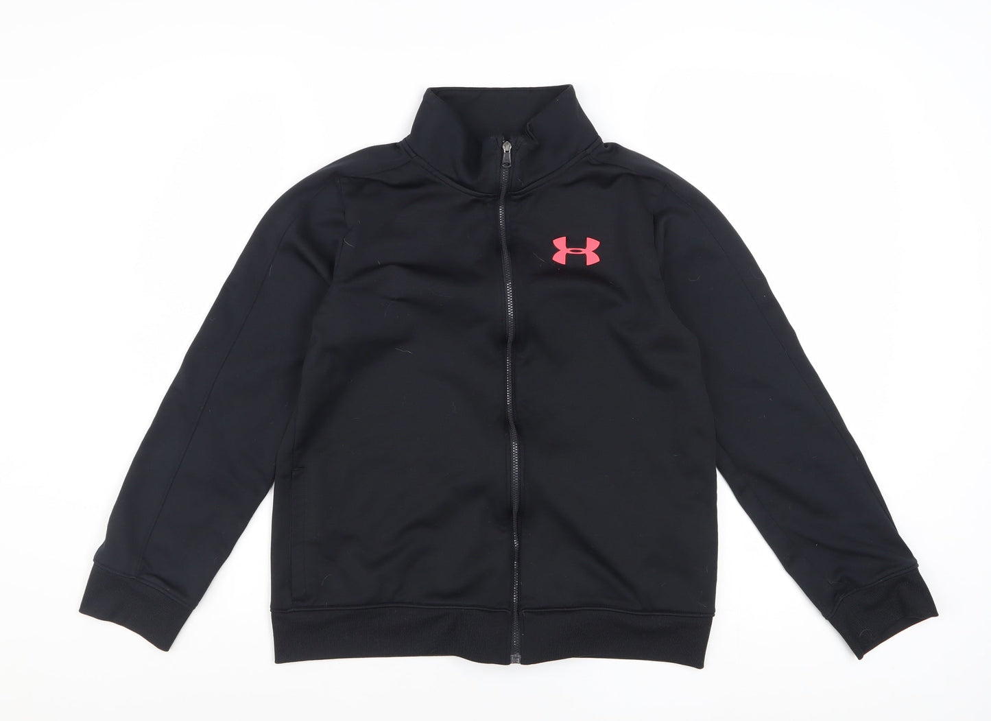 Under Armour Boys Black Full Zip Track Jacket Size 12 Years Polyester