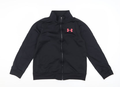 Under Armour Boys Black Full Zip Track Jacket Size 12 Years Polyester