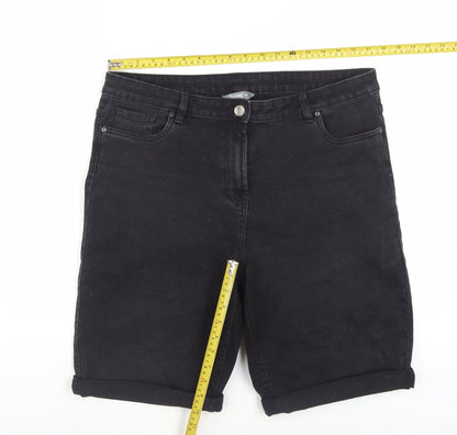 Nutmeg Womens Black Denim Bermuda Shorts Size 16 Stretch