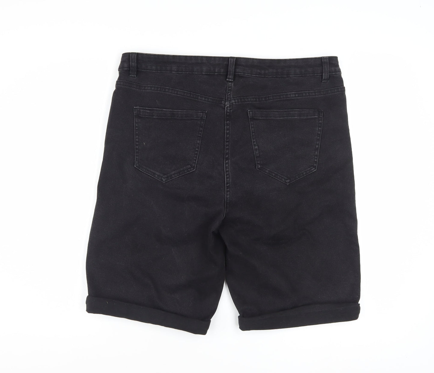 Nutmeg Womens Black Denim Bermuda Shorts Size 16 Stretch
