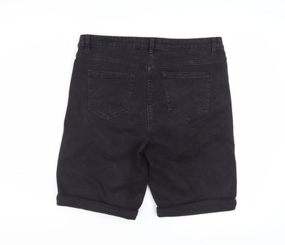 Nutmeg Womens Black Denim Bermuda Shorts Size 16 Stretch