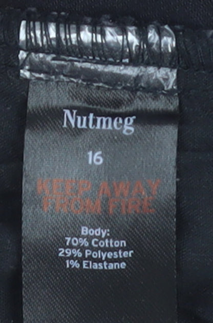 Nutmeg Womens Black Denim Bermuda Shorts Size 16 Stretch