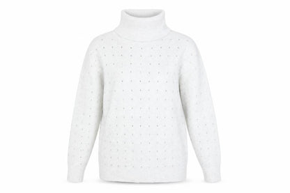 River Island Women's Grey Roll Neck Sequin Knit Jumper Size M