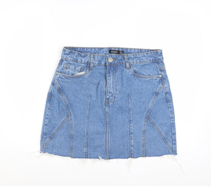 Boohoo Women Blue Denim Cotton Mini Skirt UK 10 Casual Style