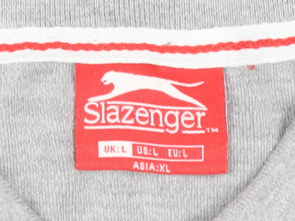 Slazenger Men's Grey Short Sleeve Polo Shirt Size L Classic Fit
