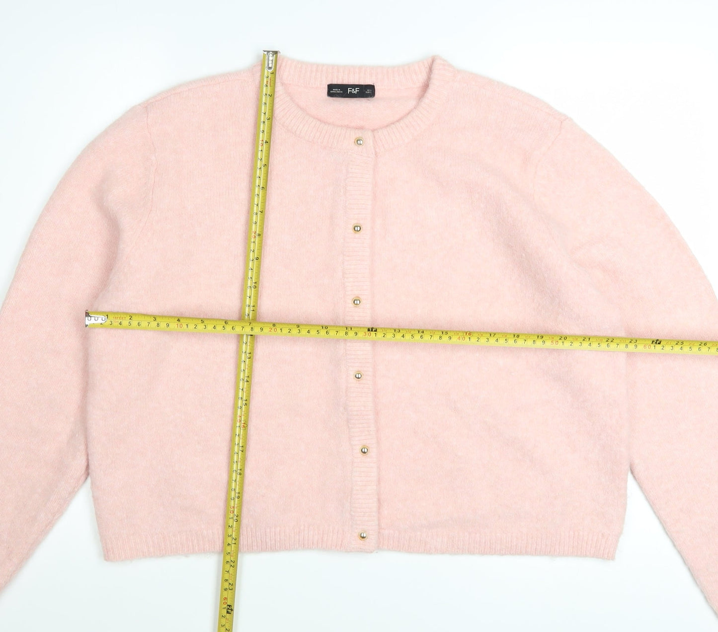 F&F Women’s Pink Knit Long Sleeve Crew Neck Cardigan L