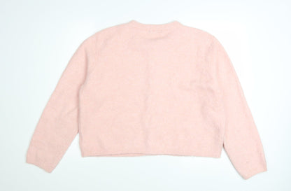 F&F Women’s Pink Knit Long Sleeve Crew Neck Cardigan L