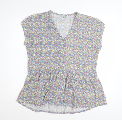 Cerulean by Blue Diamond Women's Multi Floral Peplum Blouse Size M