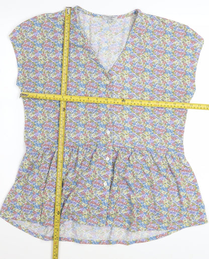 Cerulean by Blue Diamond Women's Multi Floral Peplum Blouse Size M