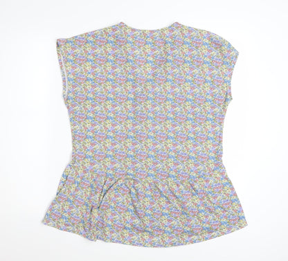 Cerulean by Blue Diamond Women's Multi Floral Peplum Blouse Size M