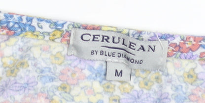Cerulean by Blue Diamond Women's Multi Floral Peplum Blouse Size M