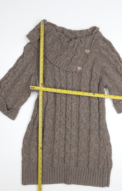 Dorothy Perkins Women Brown Size 12 Cable Knit Jumper Dress