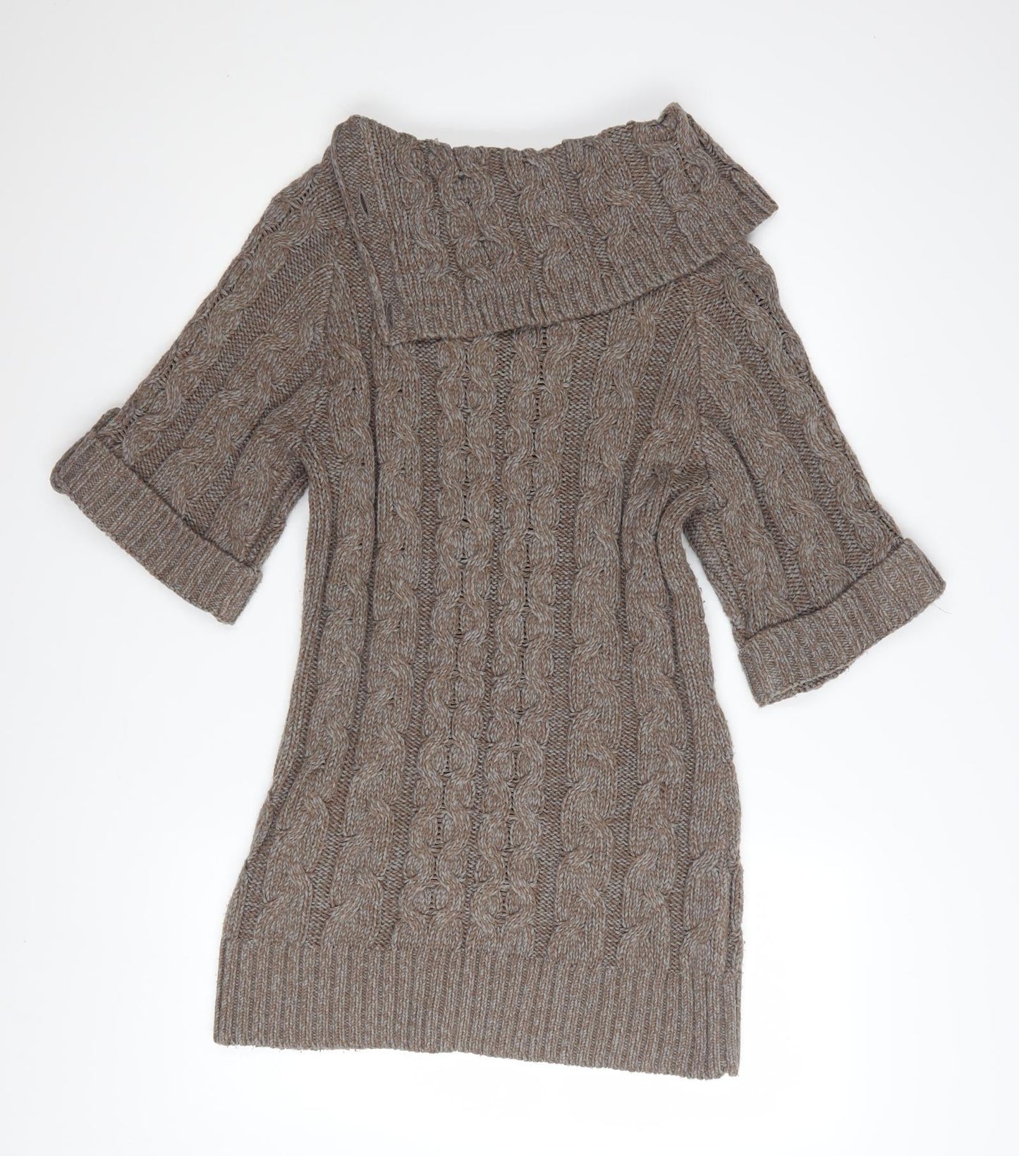 Dorothy Perkins Women Brown Size 12 Cable Knit Jumper Dress