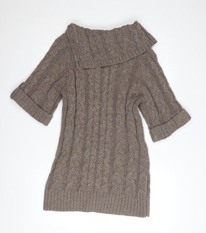 Dorothy Perkins Women Brown Size 12 Cable Knit Jumper Dress