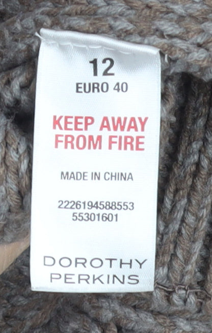 Dorothy Perkins Women Brown Size 12 Cable Knit Jumper Dress