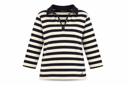 Dash Women's Black Striped Cotton Collared 3/4 Sleeve Shirt Size 14