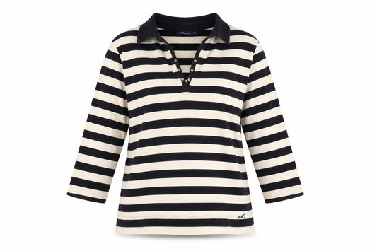 Dash Women's Black Striped Cotton Collared 3/4 Sleeve Shirt Size 14