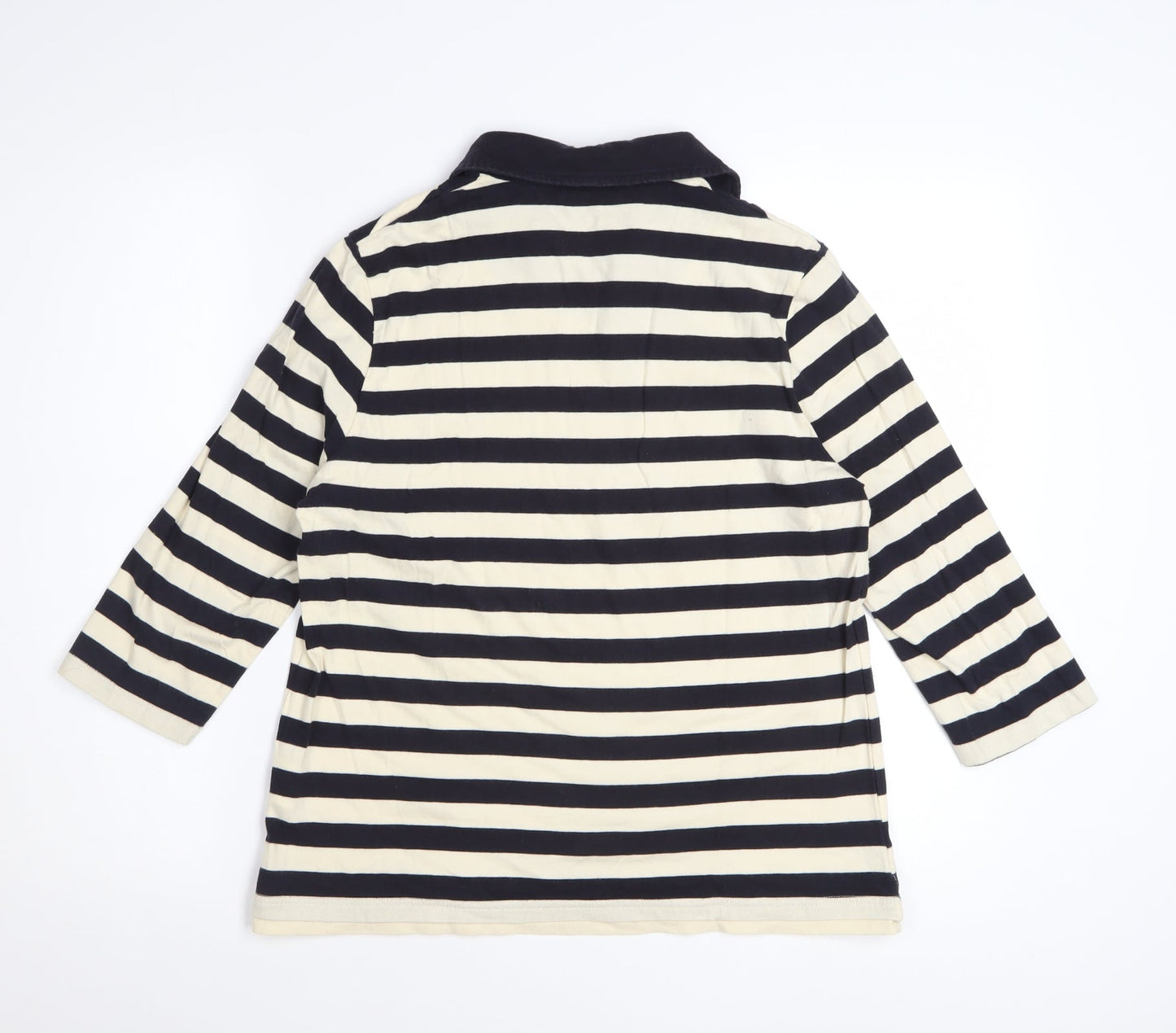 Dash Women's Black Striped Cotton Collared 3/4 Sleeve Shirt Size 14