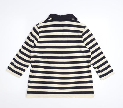 Dash Women's Black Striped Cotton Collared 3/4 Sleeve Shirt Size 14