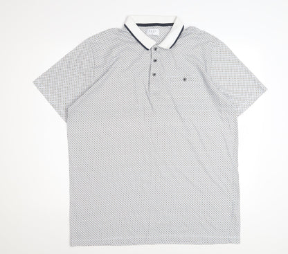 Easy Men's Blue Geometric Cotton Polo Shirt XL Short Sleeve