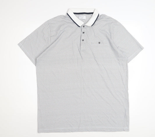 Easy Men's Blue Geometric Cotton Polo Shirt XL Short Sleeve