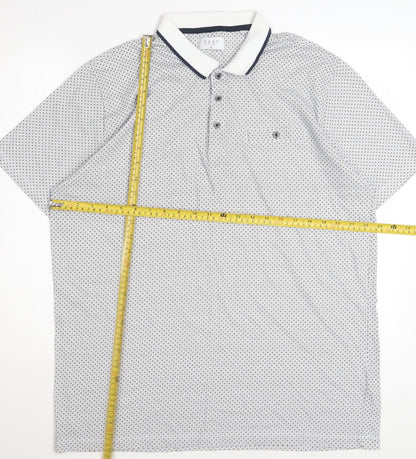 Easy Men's Blue Geometric Cotton Polo Shirt XL Short Sleeve