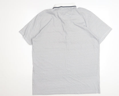 Easy Men's Blue Geometric Cotton Polo Shirt XL Short Sleeve