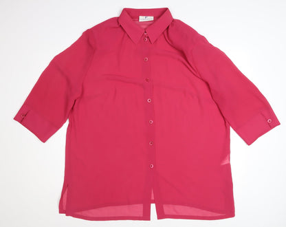 Frankenwälder Women Pink 3/4 Sleeve Button-Up Blouse UK 20