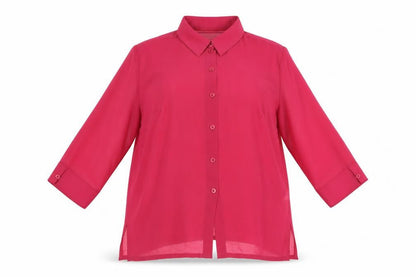Frank Walder Women Pink 3/4 Sleeve Button-Up Blouse UK 20
