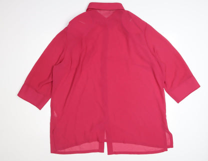Frankenwälder Women Pink 3/4 Sleeve Button-Up Blouse UK 20