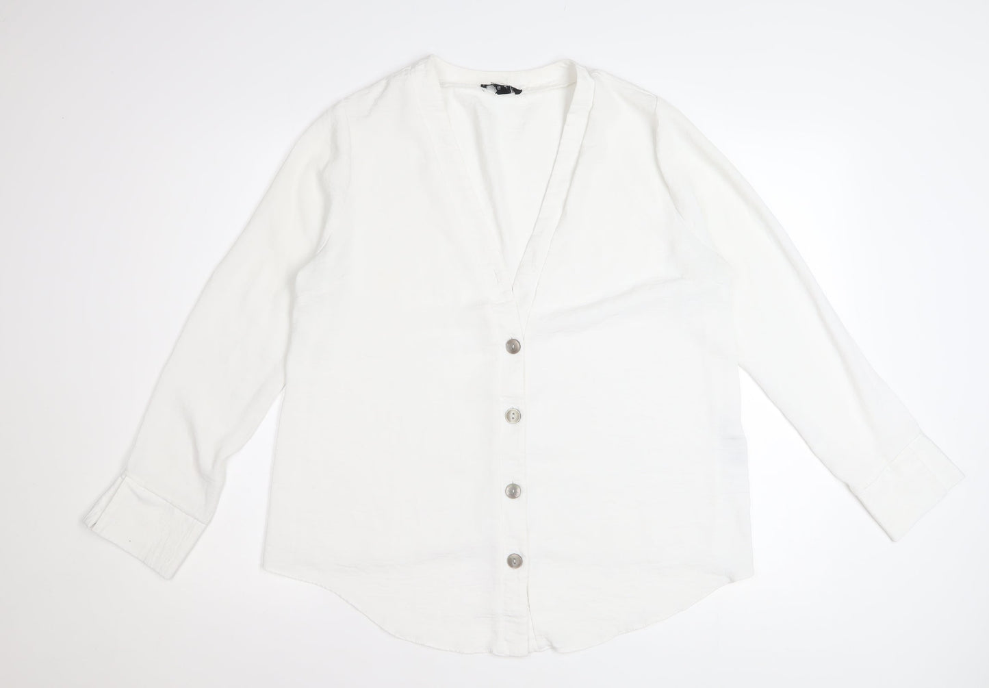 New Look Maternity White V-Neck Button-Up Long Sleeve Blouse UK 14