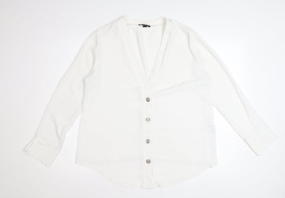 New Look Maternity White V-Neck Button-Up Long Sleeve Blouse UK 14