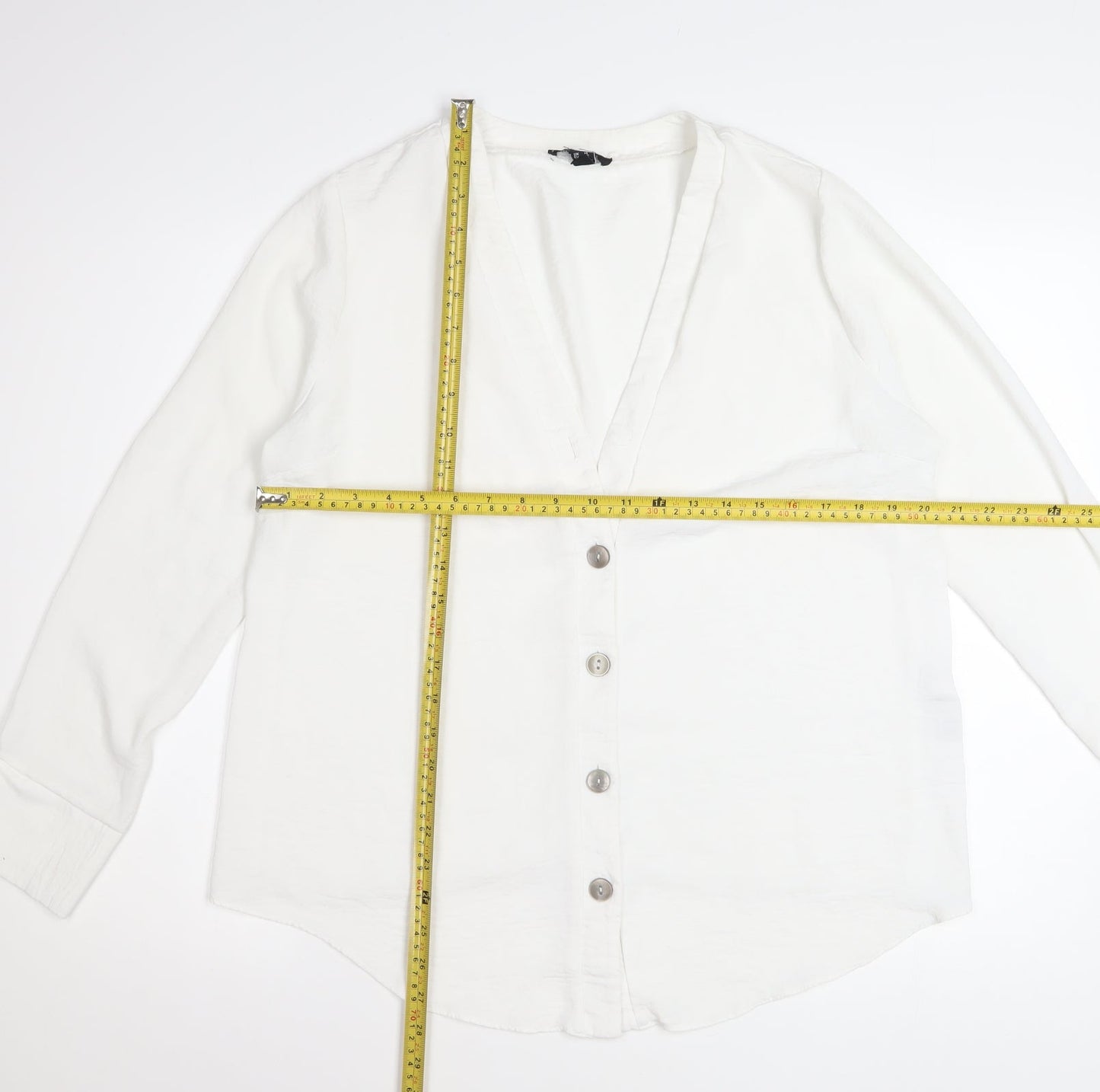 New Look Maternity White V-Neck Button-Up Long Sleeve Blouse UK 14