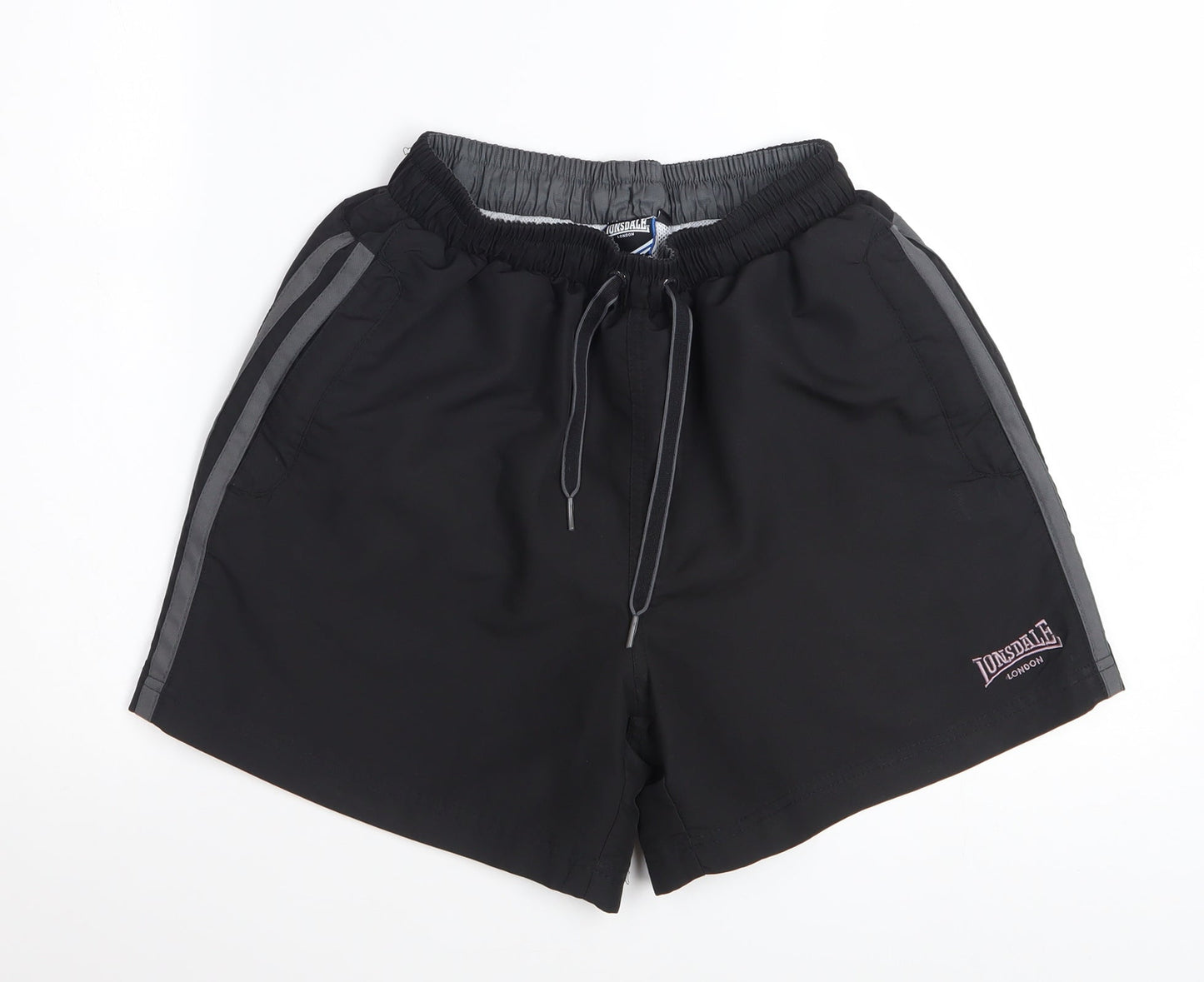Lonsdale Men's Black Regular Fit Quick Dry Sports Shorts Size S