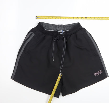 Lonsdale Men's Black Regular Fit Quick Dry Sports Shorts Size S