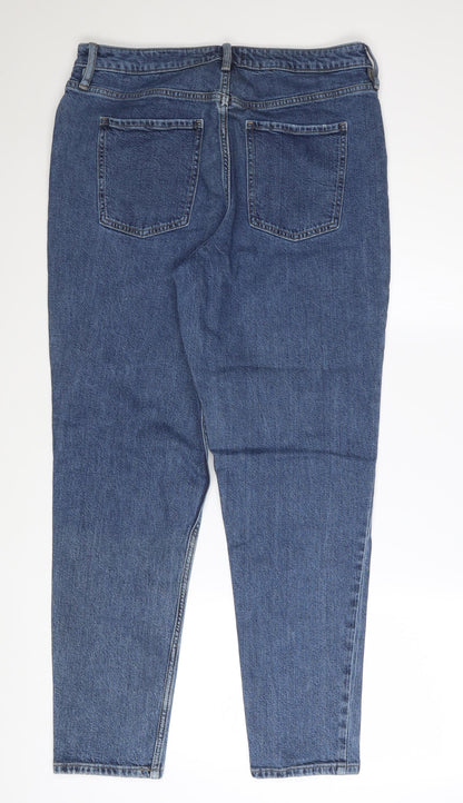 F&F Women's Blue High Rise Straight Denim Jeans Size 14 Tall