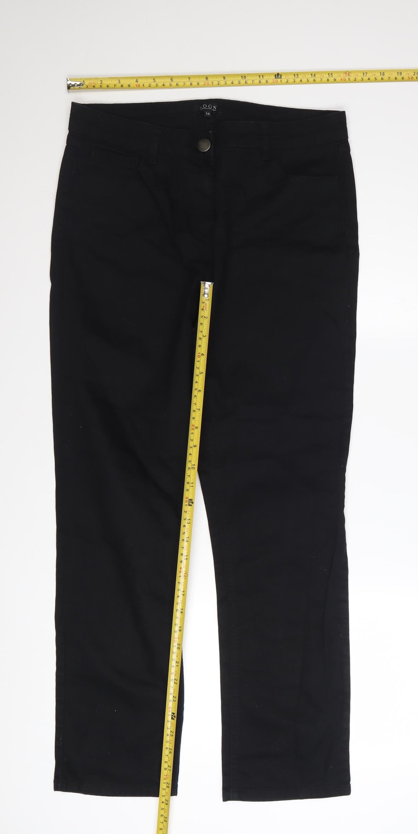 SOON Women's Black Stretch Straight Jeans Size 14 Regular