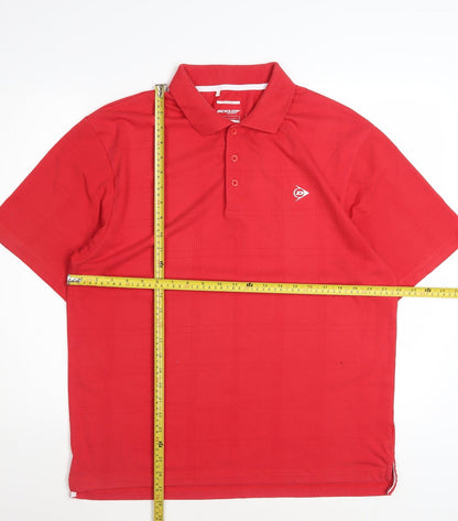 Dunlop Men Red Regular Fit Cotton Blend Polo Shirt Size L