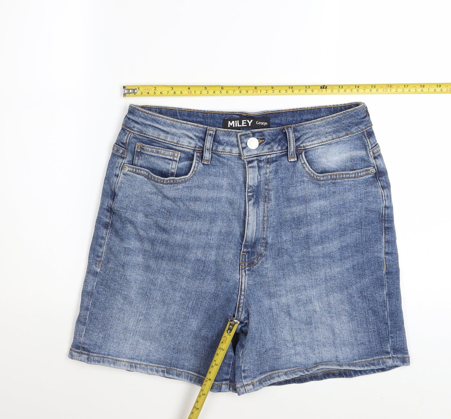 George Women Blue Denim Shorts Size 12 Classic 5-Pocket Style