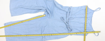 New Look Women Light Blue Denim Jumpsuit UK 10 100% Cotton Wide-Leg