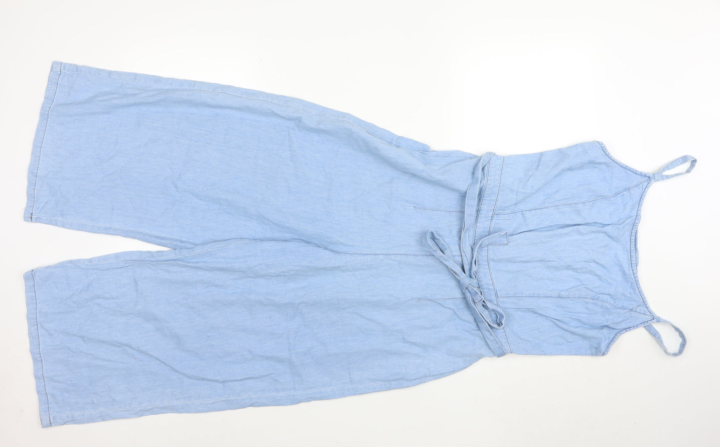 New Look Women Light Blue Denim Jumpsuit UK 10 100% Cotton Wide-Leg