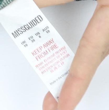 Missguided Women's Green Velvet One Shoulder Bodycon Dress Size 10