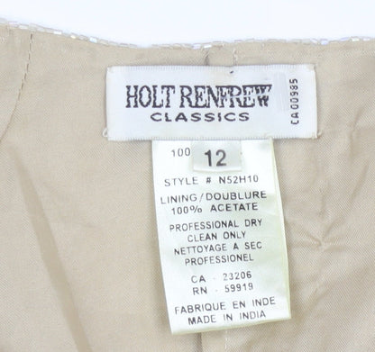 Holt Renfrew Classics Women Beige Beaded Suit Jacket Size 12 Elegant Eveningwear