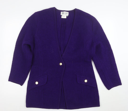 Franco Valeri Women's Purple Wool Blazer Jacket Size M Gold Buttons