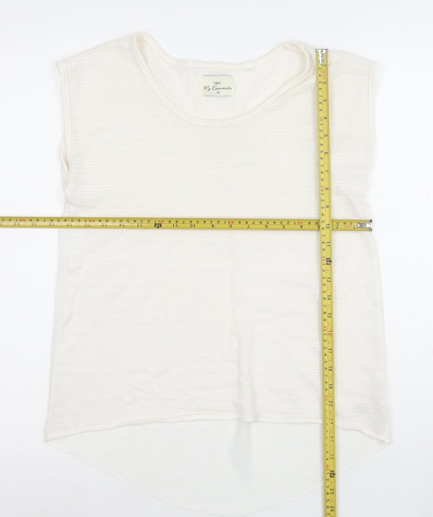 Next Women's Ivory Knit Sleeveless Crew Neck Top Size 10