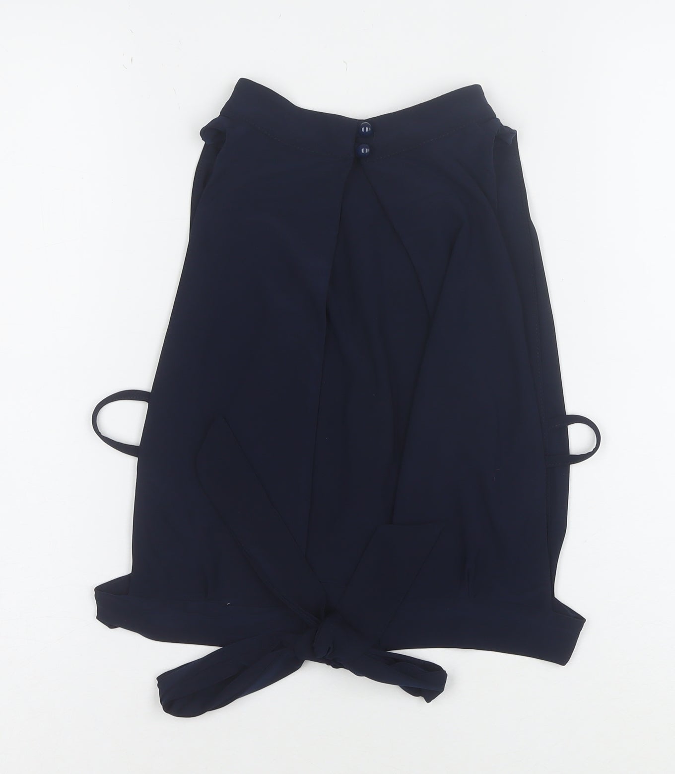LOVE Women’s Blue Sleeveless High Neck Tie Blouse Size S