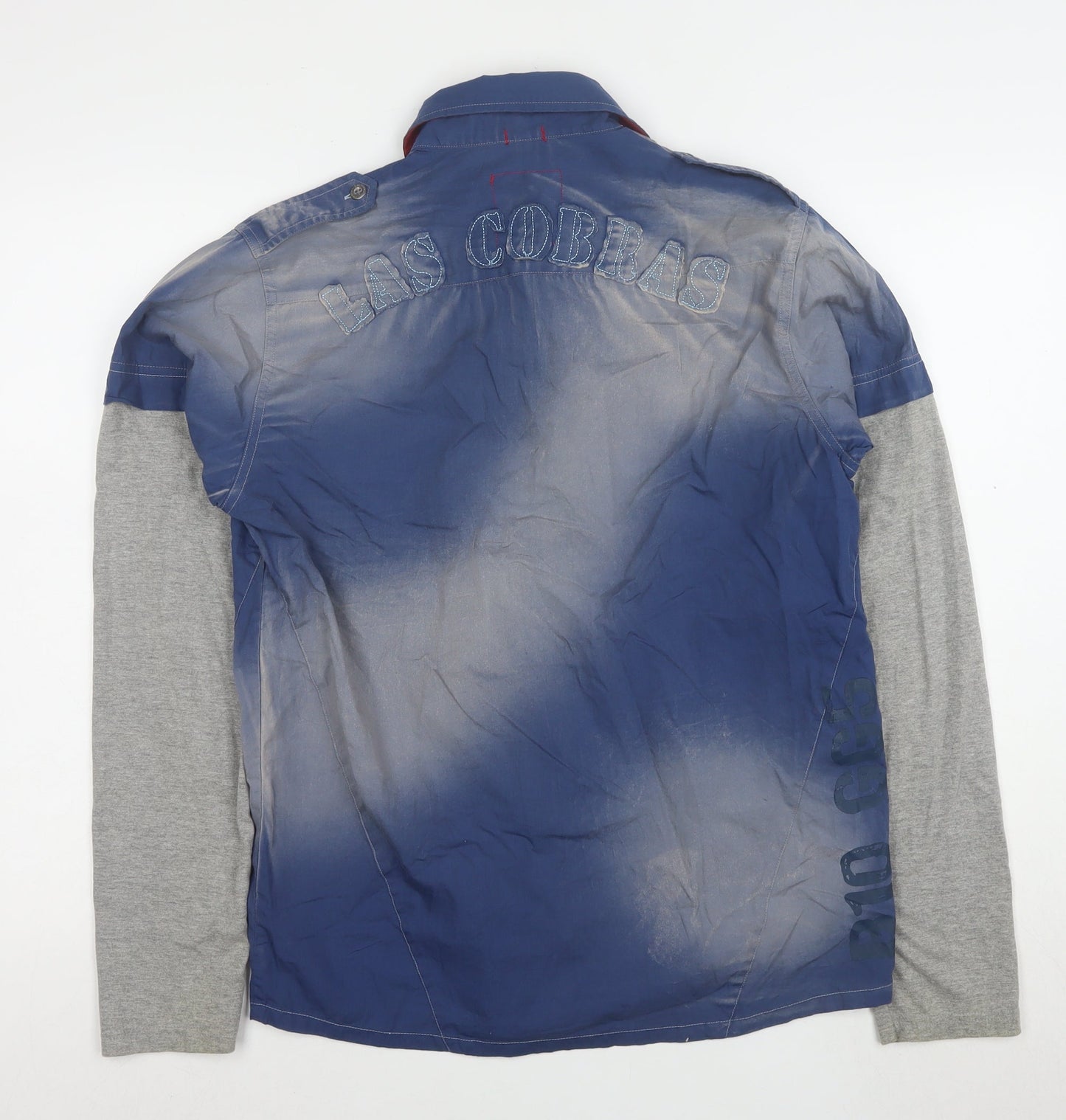 Joe Bloggs Men's Blue Cotton Long Sleeve Button-Up Casual Shirt M